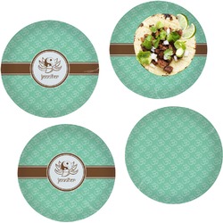 Om Set of 4 Glass Lunch / Dinner Plate 10" (Personalized)