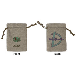 Om Small Burlap Gift Bag - Front & Back (Personalized)