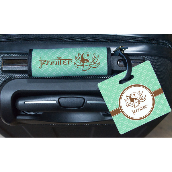Om Square Luggage Tag & Handle Wrap - In Context