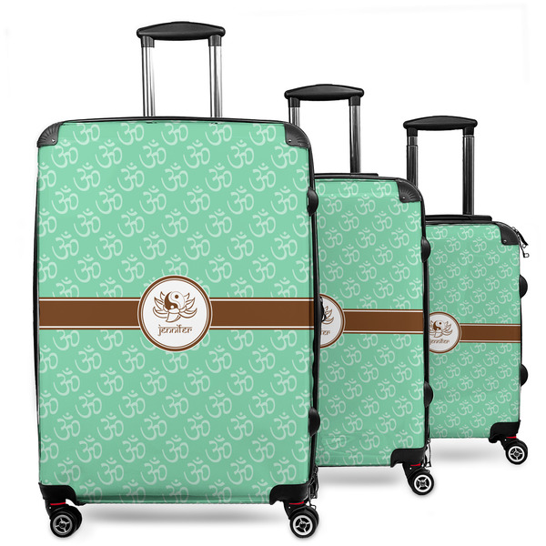 Custom Om 3 Piece Luggage Set - 20" Carry On, 24" Medium Checked, 28" Large Checked (Personalized)