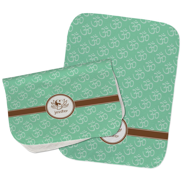Om Two Rectangle Burp Cloths - Open & Folded