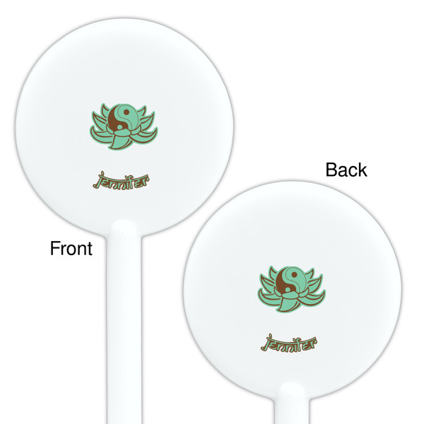 Om White Plastic 5.5" Stir Stick - Double Sided - Round - Front & Back