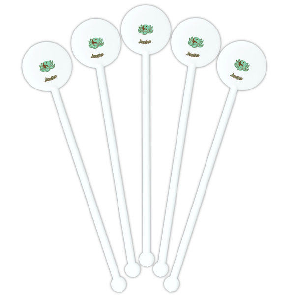 Om White Plastic 5.5" Stir Stick - Fan View