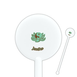 Om 5.5" Round Plastic Stir Sticks - White - Single Sided (Personalized)