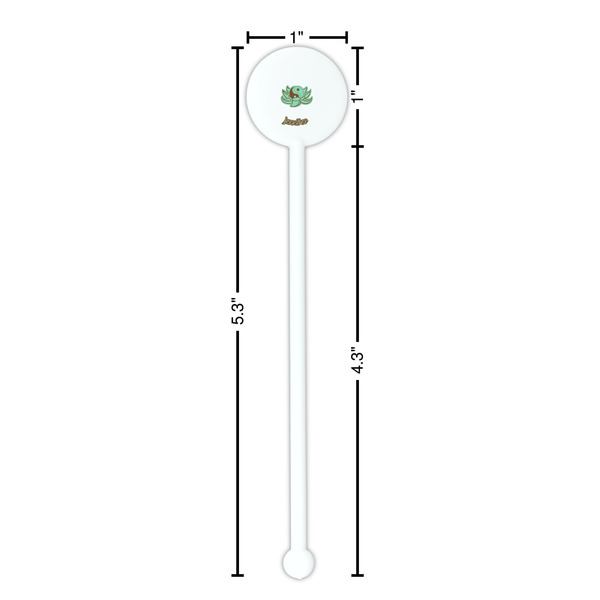 Om White Plastic 5.5" Stir Stick - Round - Dimensions