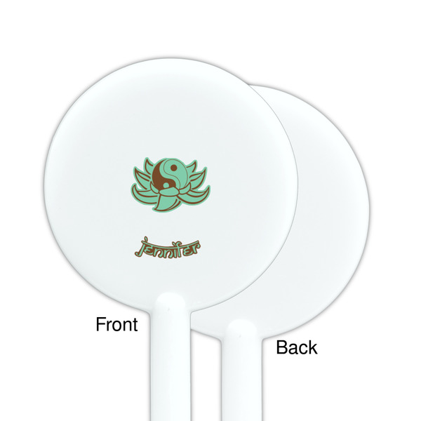 Om White Plastic 5.5" Stir Stick - Single Sided - Round - Front & Back