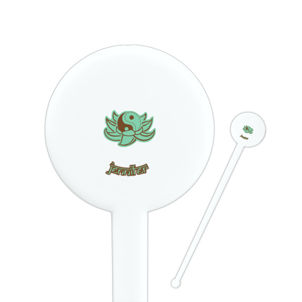 Custom Om 7" Round Plastic Stir Sticks - White - Single Sided (Personalized)