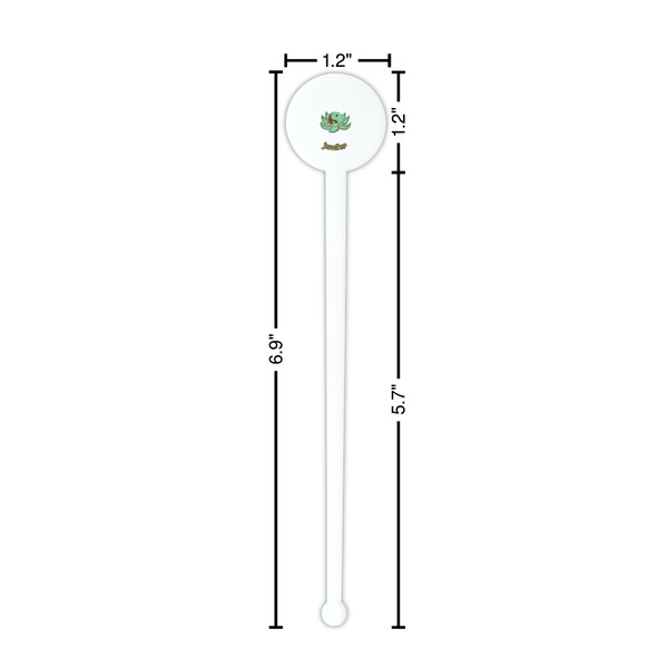 Om White Plastic 7" Stir Stick - Round - Dimensions