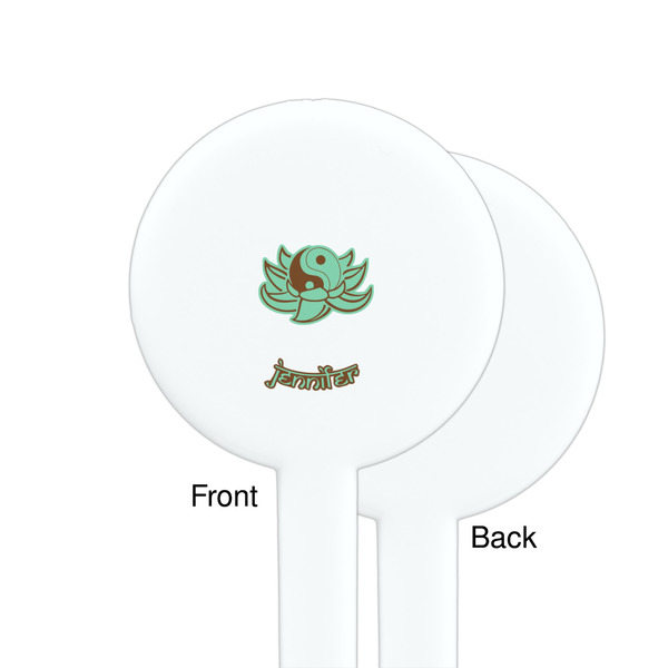 Om White Plastic 7" Stir Stick - Single Sided - Round - Front & Back