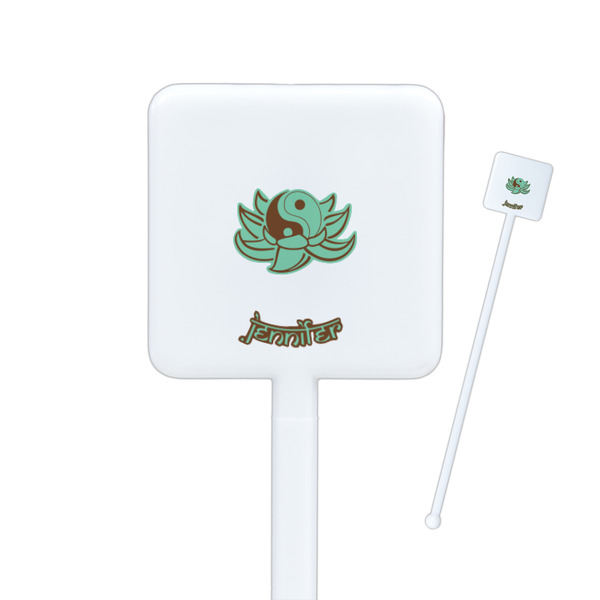 Custom Om Square Plastic Stir Sticks - Single Sided (Personalized)