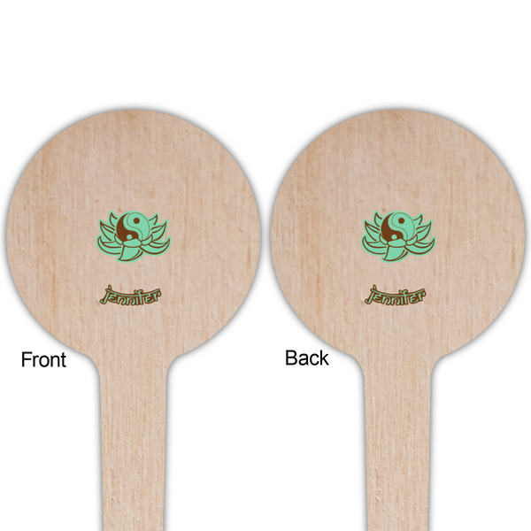 Om Wooden 4" Food Pick - Round - Double Sided - Front & Back
