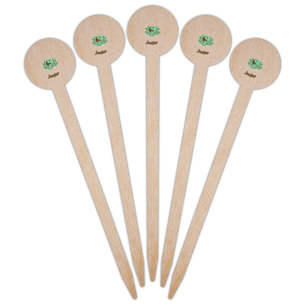 Om Wooden 6" Food Pick - Round - Fan View