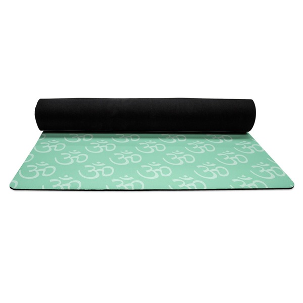 Om Yoga Mat Rolled up Black Rubber Backing