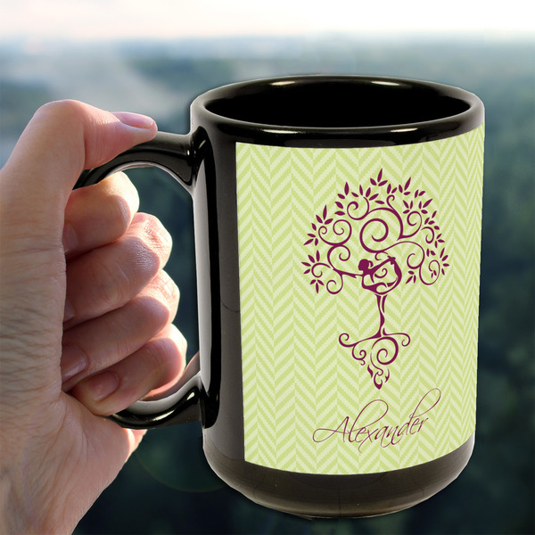 Yoga Tree 15oz. Black Mug - LIFESTYLE