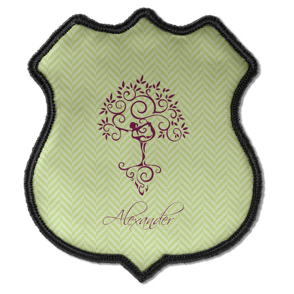Custom Yoga Tree Iron On Shield Patch C w/ Name or Text