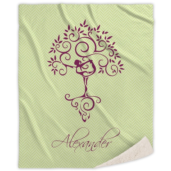 Custom Yoga Tree Sherpa Throw Blanket (Personalized)
