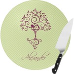 Yoga Tree Round Glass Cutting Board - Small (Personalized)
