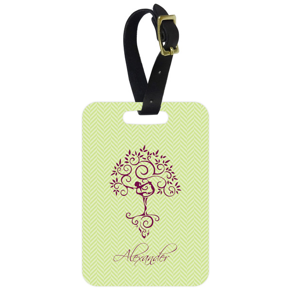 Custom Yoga Tree Metal Luggage Tag w/ Name or Text