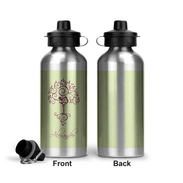 Yoga Tree Aluminum Water Bottle - Front and Back
