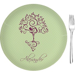 Yoga Tree 8" Glass Appetizer / Dessert Plates - Single or Set (Personalized)