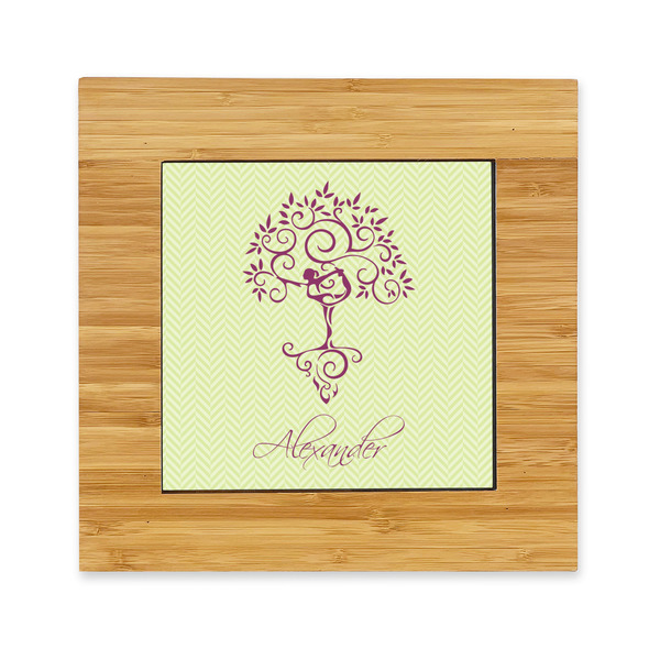 Custom Yoga Tree Bamboo Trivet with Ceramic Tile Insert (Personalized)