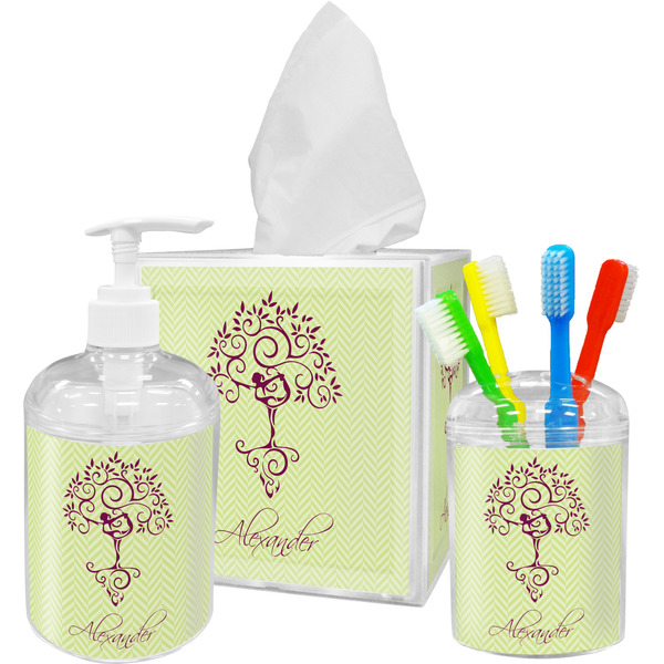 Custom Yoga Tree Acrylic Bathroom Accessories Set w/ Name or Text