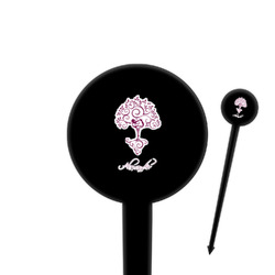 Yoga Tree 4" Round Plastic Food Picks - Black - Double Sided (Personalized)