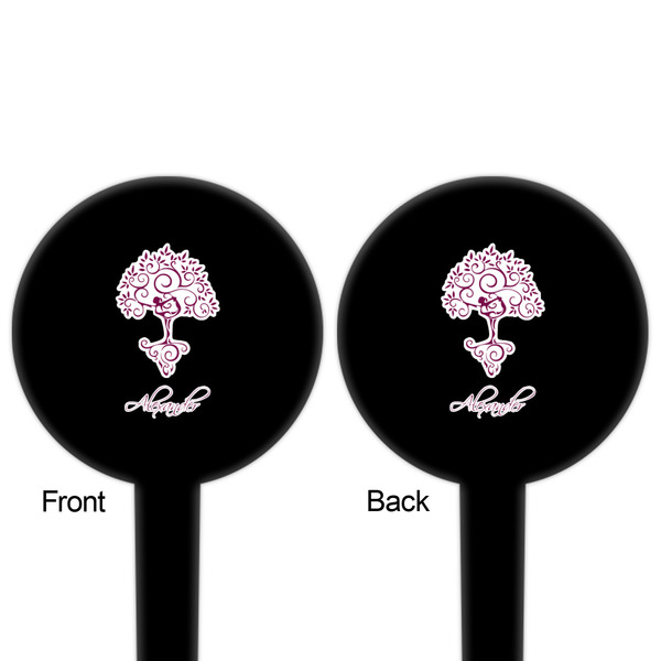 Yoga Tree Black Plastic 4" Food Pick - Round - Double Sided - Front & Back