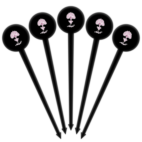 Yoga Tree Black Plastic 4" Food Pick - Round - Fan View