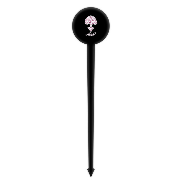Yoga Tree Black Plastic 4" Food Pick - Round - Single Pick