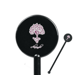 Yoga Tree 5.5" Round Plastic Stir Sticks - Black - Single Sided (Personalized)