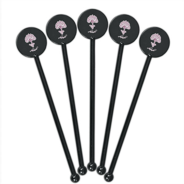 Yoga Tree Black Plastic 5.5" Stir Stick - Round - Fan View