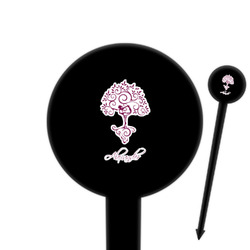 Yoga Tree 6" Round Plastic Food Picks - Black - Double Sided (Personalized)