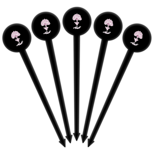 Yoga Tree Black Plastic 6" Food Pick - Round - Fan View