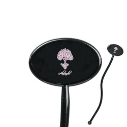 Yoga Tree 7" Oval Plastic Stir Sticks - Black - Single Sided (Personalized)