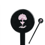 Yoga Tree 7" Round Plastic Stir Sticks - Black - Single Sided (Personalized)