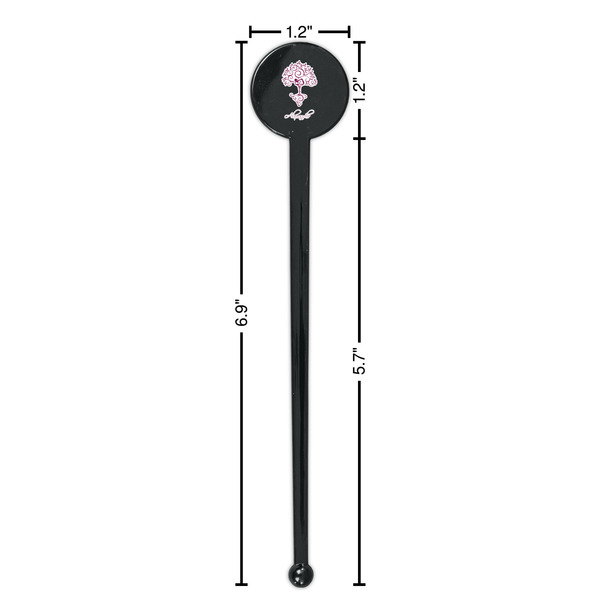 Yoga Tree Black Plastic 7" Stir Stick - Round - Dimensions