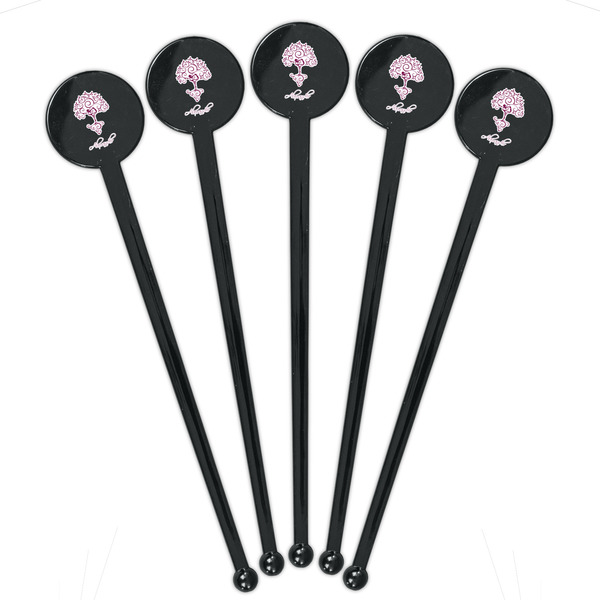 Yoga Tree Black Plastic 7" Stir Stick - Round - Fan View