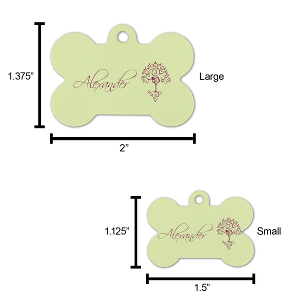 Yoga Tree Bone Shaped Dog ID Tag - Large - Scale