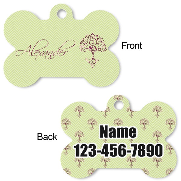 Yoga Tree Bone Shaped Dog Tag - Front & Back