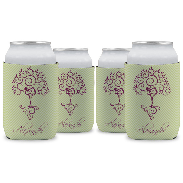 Custom Yoga Tree Can Cooler (12 oz) - Set of 4 w/ Name or Text