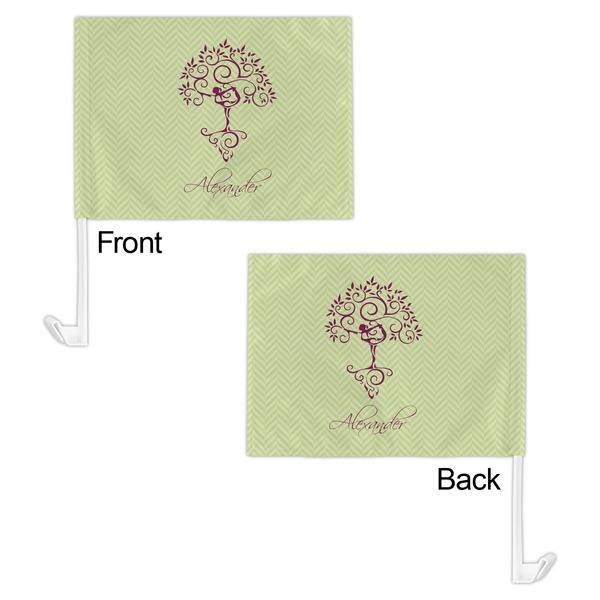 Yoga Tree Car Flag - 11" x 8" - Front & Back View
