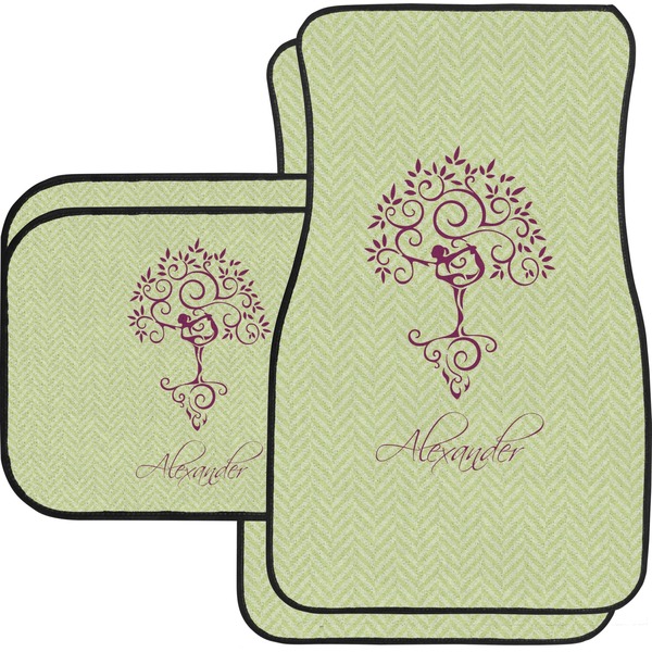 Custom Yoga Tree Car Floor Mats Set - 2 Front & 2 Back (Personalized)