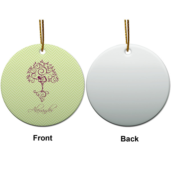 Yoga Tree Ceramic Flat Ornament - Circle Front & Back (APPROVAL)
