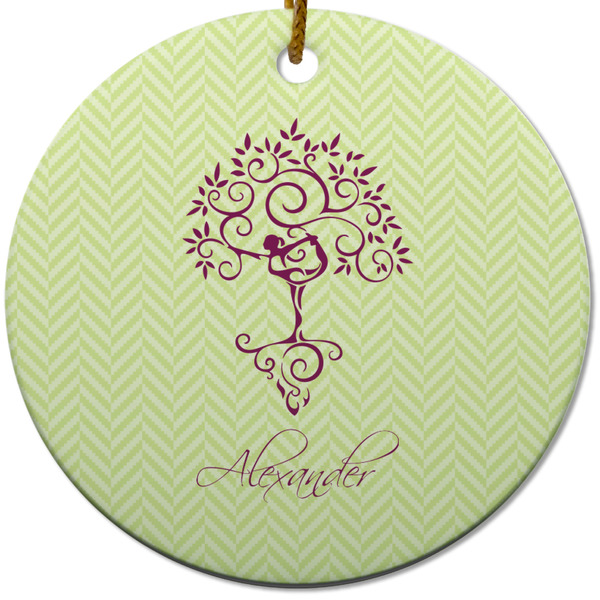Yoga Tree Ceramic Flat Ornament - Circle (Front)