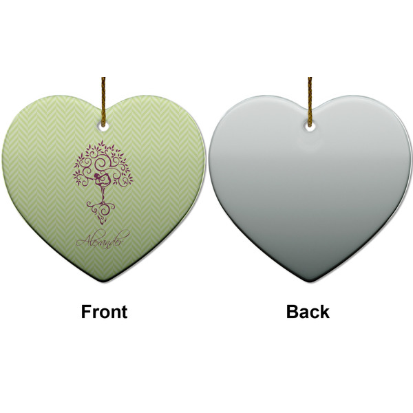 Yoga Tree Ceramic Flat Ornament - Heart Front & Back (APPROVAL)