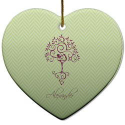 Yoga Tree Heart Ceramic Ornament w/ Name or Text