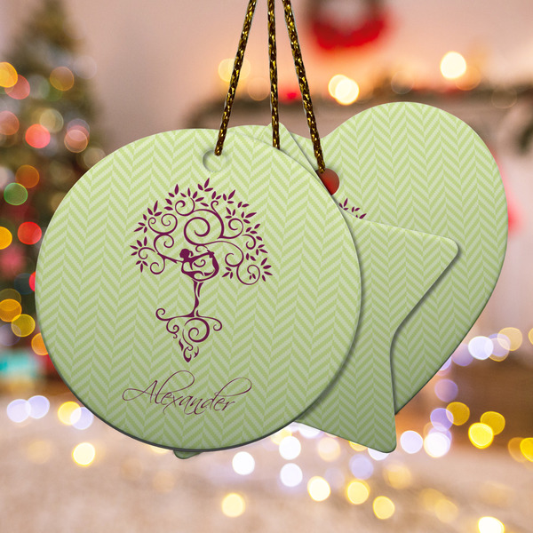 Custom Yoga Tree Ceramic Ornament w/ Name or Text