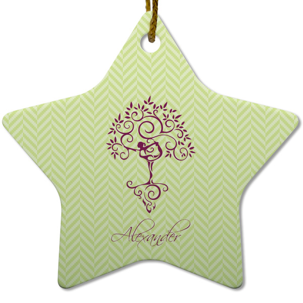 Custom Yoga Tree Star Ceramic Ornament w/ Name or Text