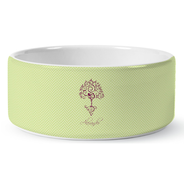 Custom Yoga Tree Ceramic Dog Bowl - Large (Personalized)